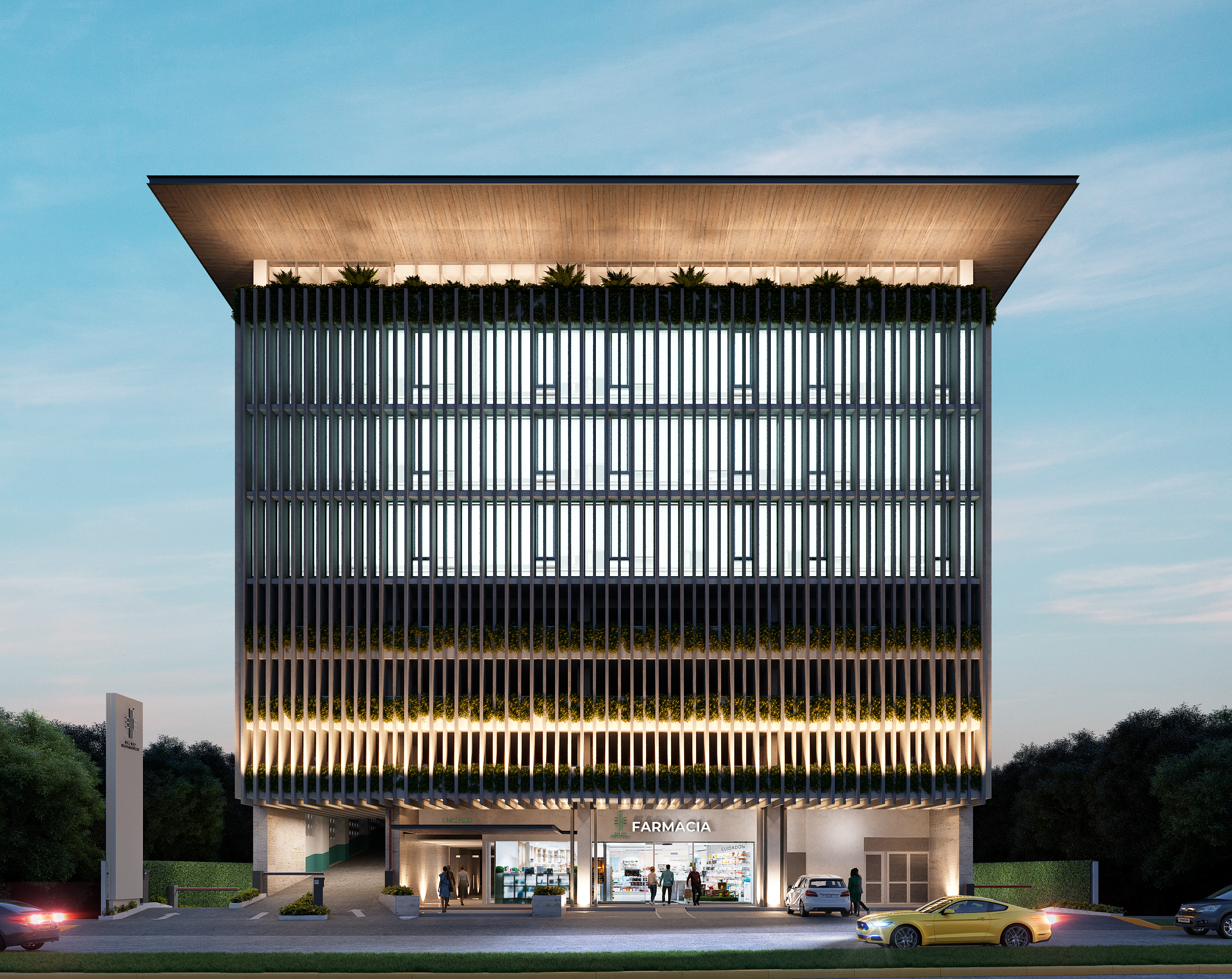 Fachada Principal Nocturna — EME RED HOSPITALARIA